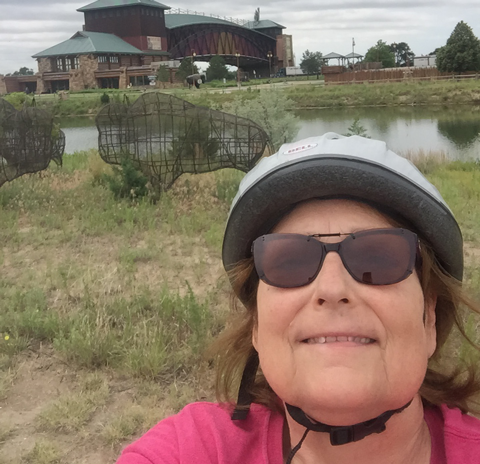 Carol Herron on a bike