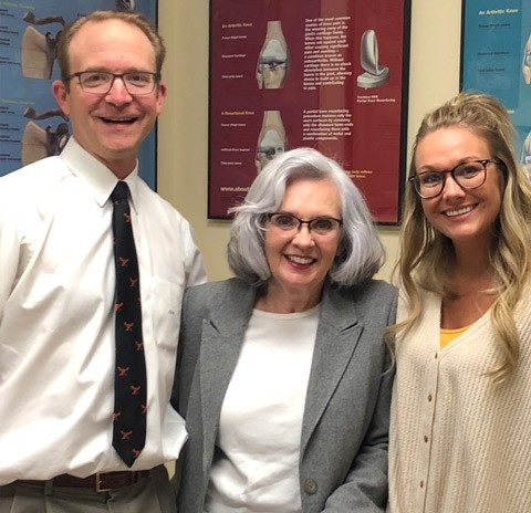 Mary Rock with Dr. Wright and scribe Emmie