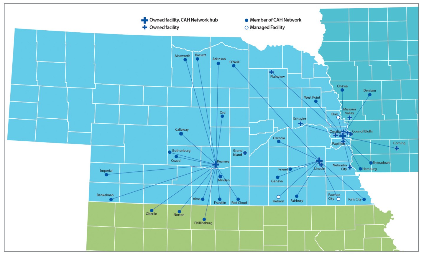 Map of CHI Health critical access network